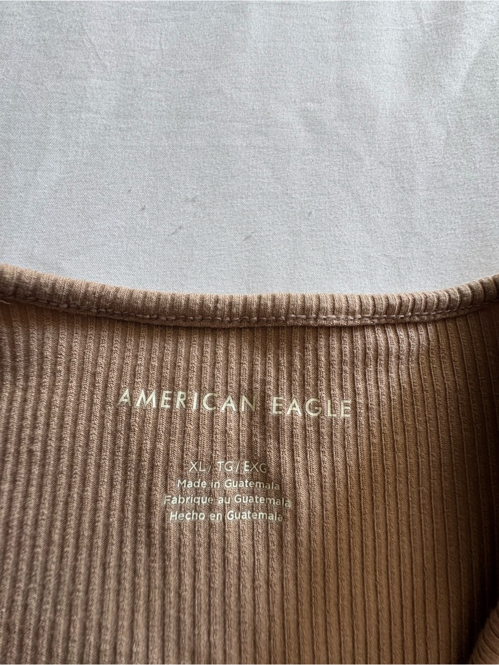American Eagle Asymmetric Cutout Ribbed Tank Top - Tan - Picture 4 of 4